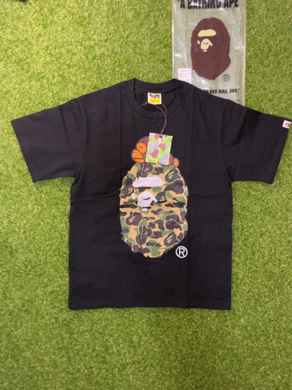 A Bathing Ape Black Camo Ape Head Short Sleeve Tee